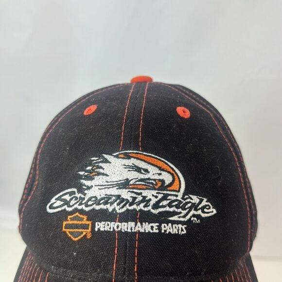 Harley Davidson Motocycles Screamin Eagle Flame Hat Black Orange Cap . - Picture 5 of 9